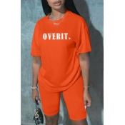 Lovely Casual Letter Jacinth Two-piece Shorts Set
