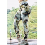 Lovely Sportswear Plants Print White Pants