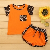 Lovely Stylish Patchwork Orange Girl Two-piece Sho
