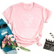 Lovely Leisure Heart Pink T-shirt