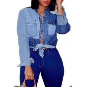 LW Casual Patchwork Blue Shirt