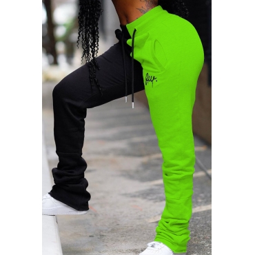 

LW Casual Patchwork Green Pants