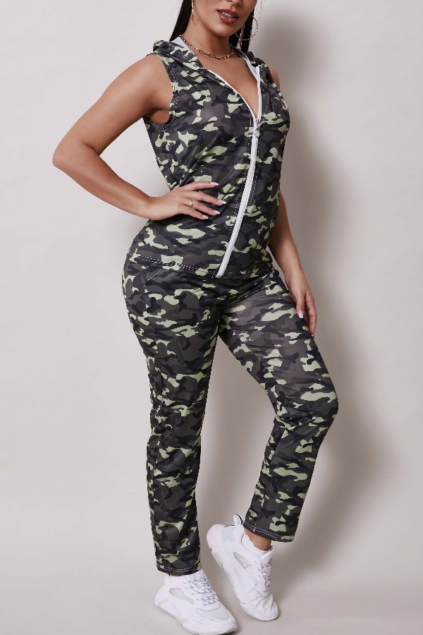 

Lovely Sportswear Camo Print Two-piece Pants Set