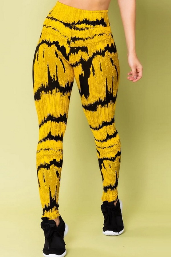 

Lovely Sportswear Print Yellow Plus Size Pants