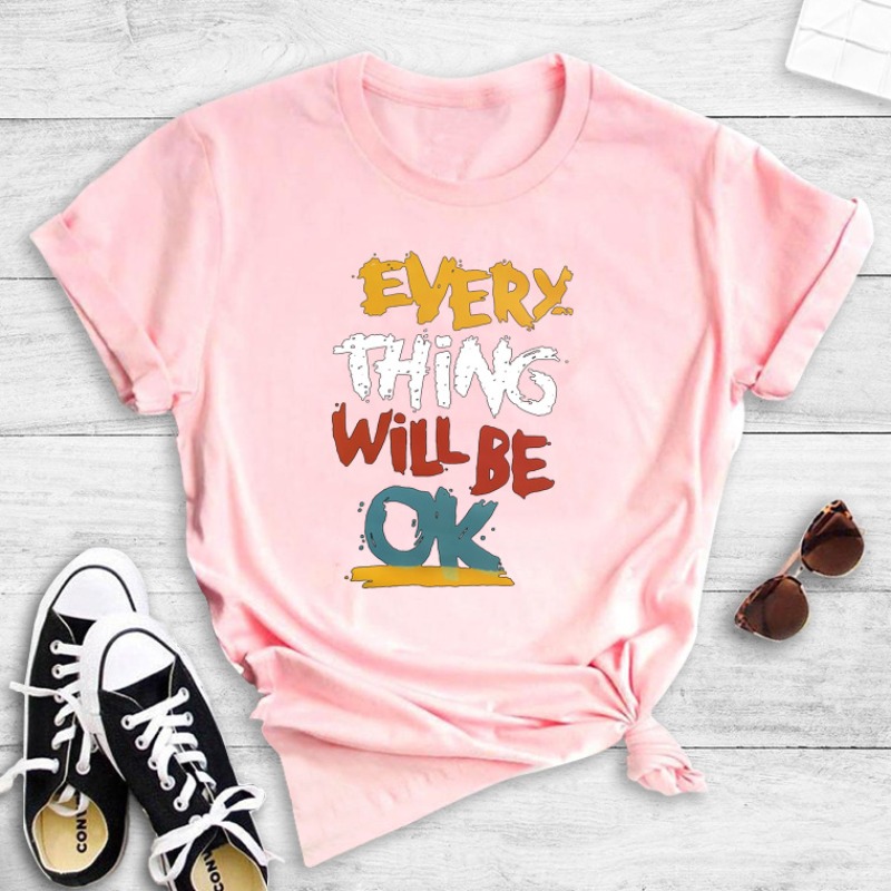 

Lovely Leisure O Neck Letter Print Pink T-shirt