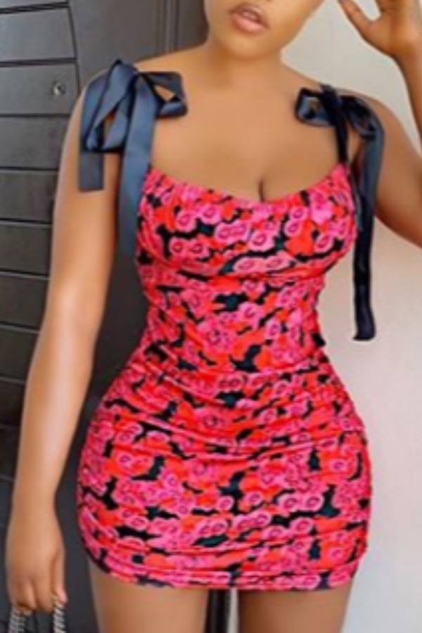 

Lovely Trendy Print Red Mini Dress