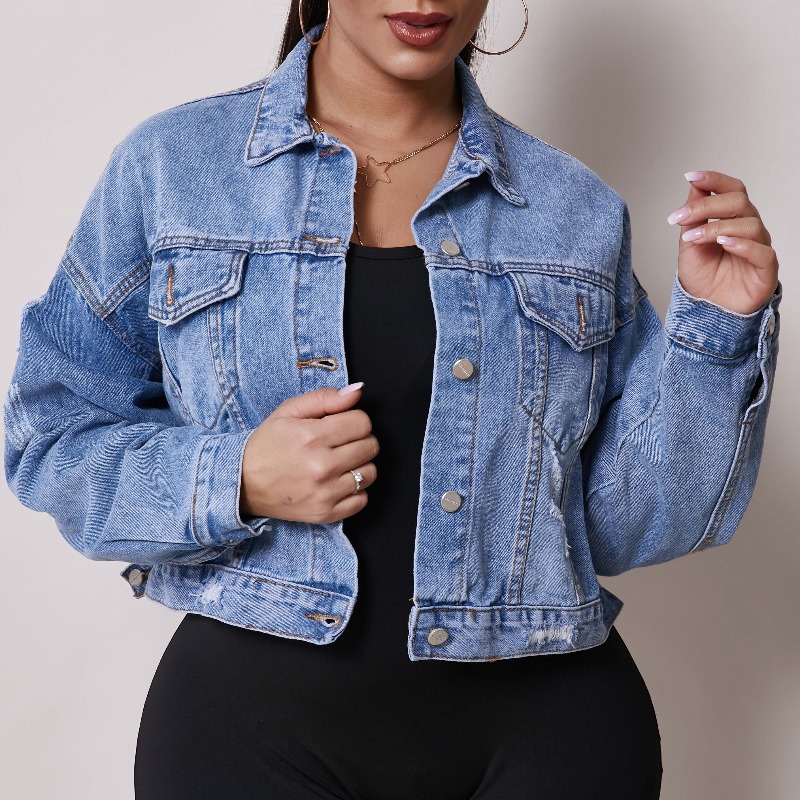 

Lovely Casual Pocket Patched Blue Jacket