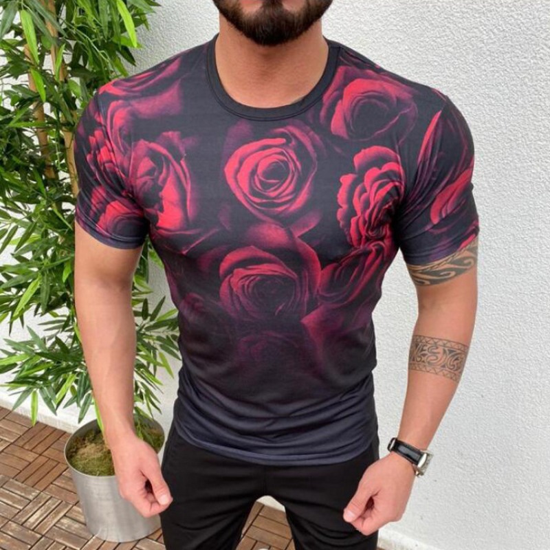 

Lovely Casual Floral Print Red T-shirt