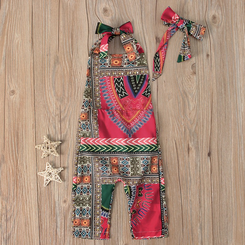 

Lovely Bohemian Print Rose Red Gril One-piece Jumpsuit
