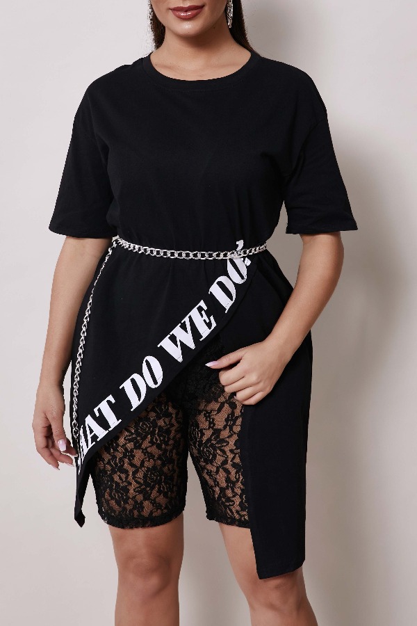 

Lovely Casual Asymmetrical Black Blouse