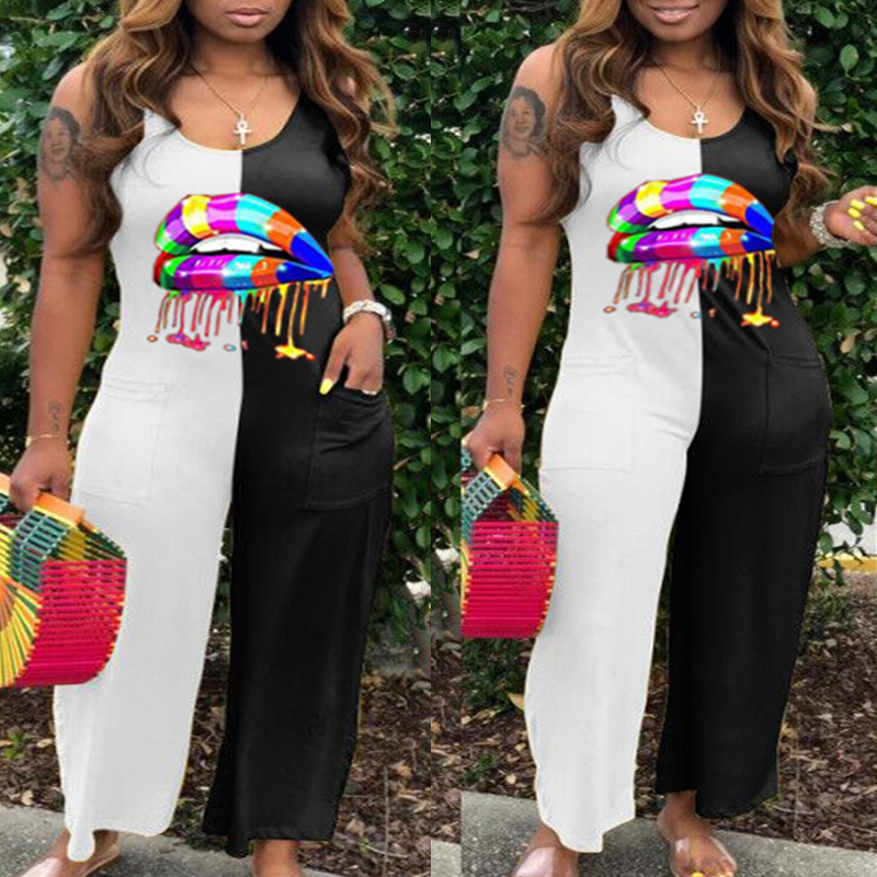 

Lovely Trendy Patchwork White Plus Size One-piece Jumpsuit