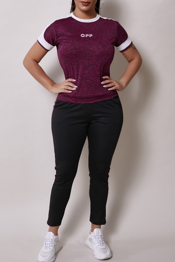 

Lovely Trendy Patchwork Purple Two-piece Pants Set