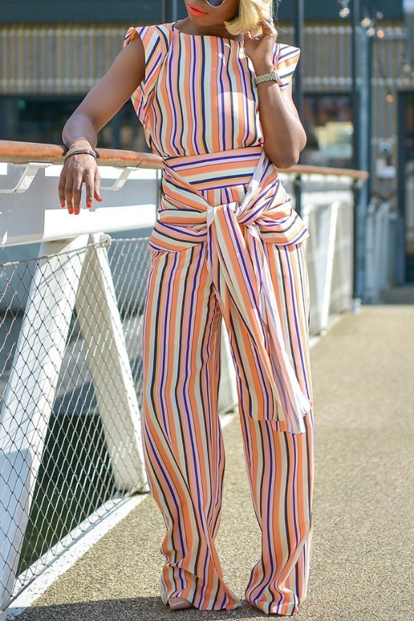 

Lovely Trendy Striped Multicolor One-piece Jumpsuit, Multi