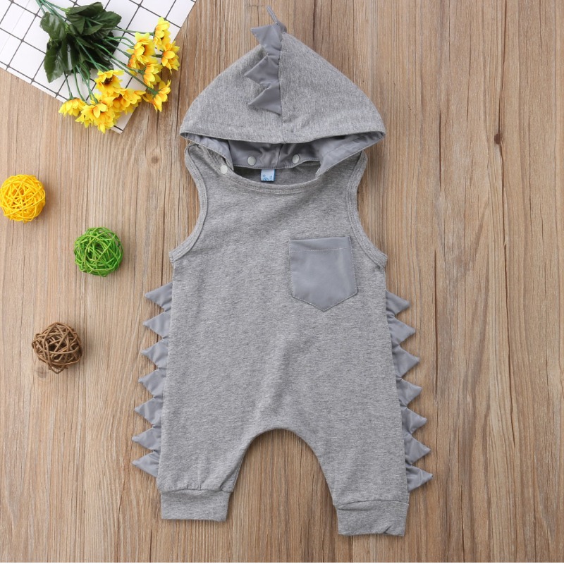 

Lovely Trendy Pocket Patched Grey Boy One-piece Jumpsuit