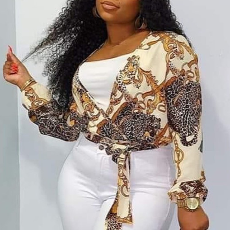 

Lovely Trendy Print White Blouse