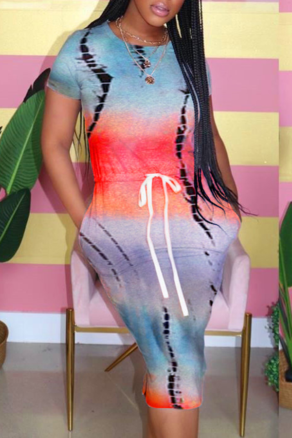 

Lovely Casual Tie-dye Multicolor Knee Length Dress, Multi