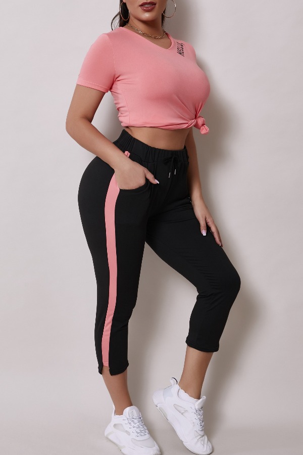 

Lovely Leisure Letter Jacinth Two-piece Pants Set