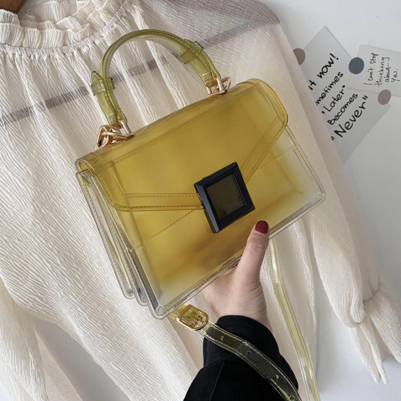 

Lovely Stylish See-through Yellow Crossbody Bag