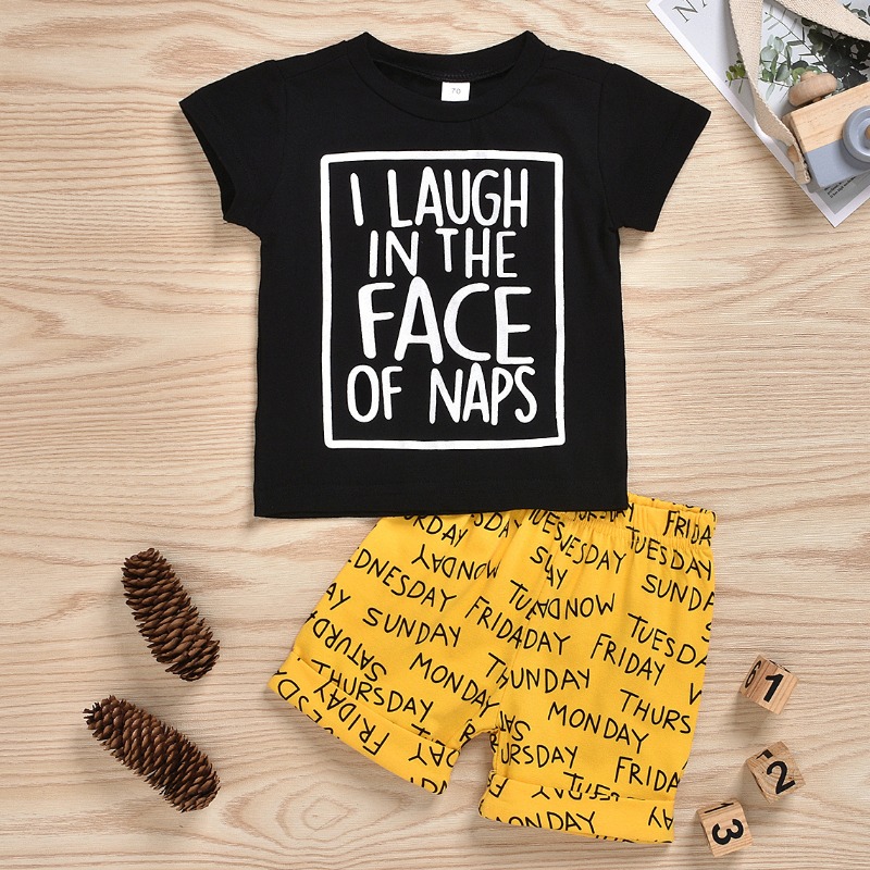 

Lovely Casual Letter Print Black Boy Two-piece Shorts Set