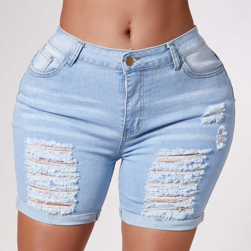

Lovely Stylish Broken Holes Blue Shorts