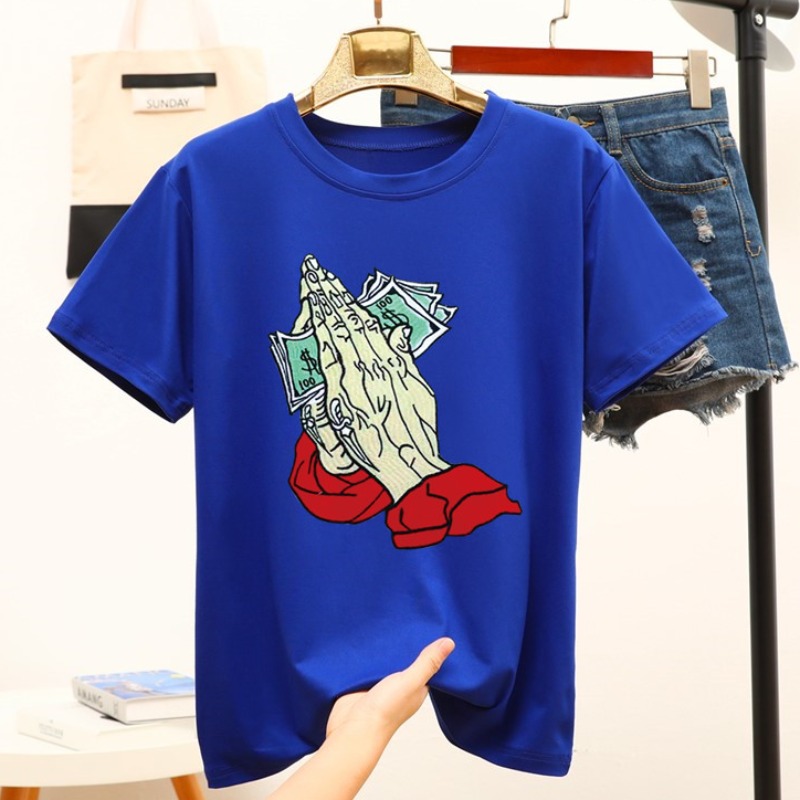 

Lovely Leisure O Neck Cartoon Print Blue T-shirt