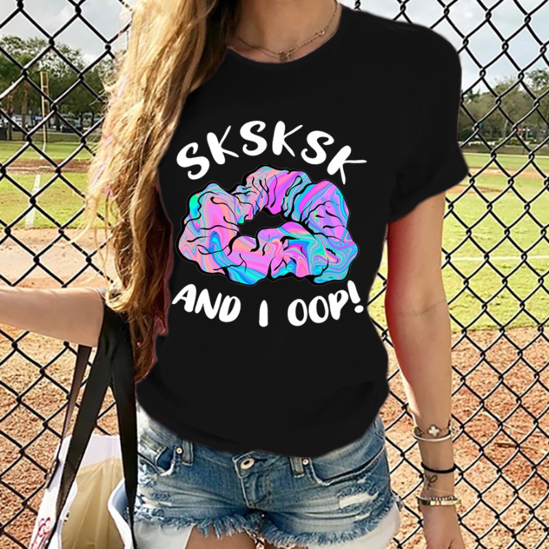 

Lovely Casual O Neck Print Black T-shirt