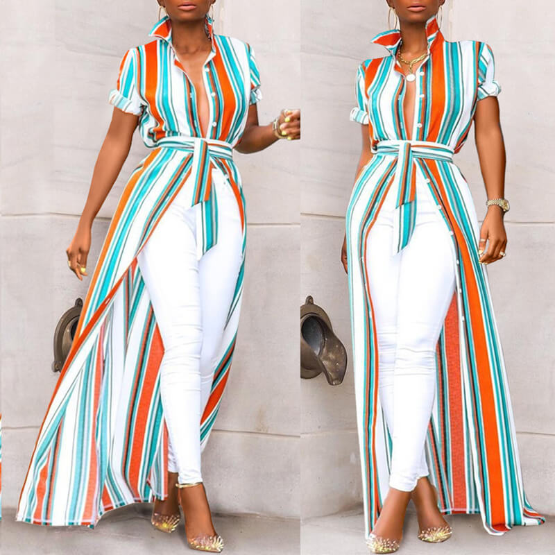 

Lovely Trendy Striped Print Croci Blouse