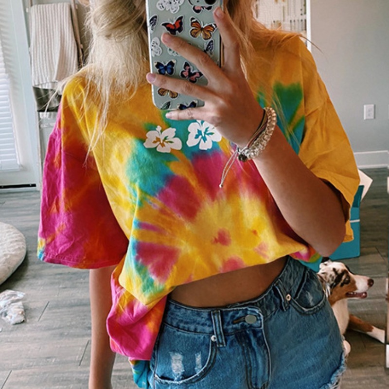 

Lovely Casual O Neck Print Yellow T-shirt