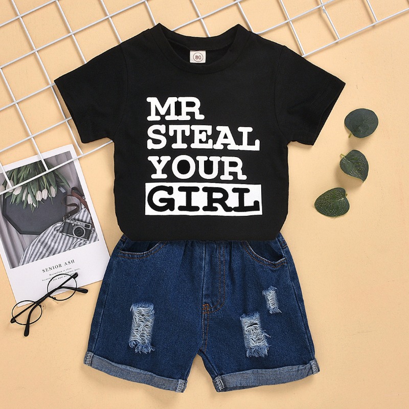 

Lovely Casual Letter Black Boy Two-piece Shorts Set