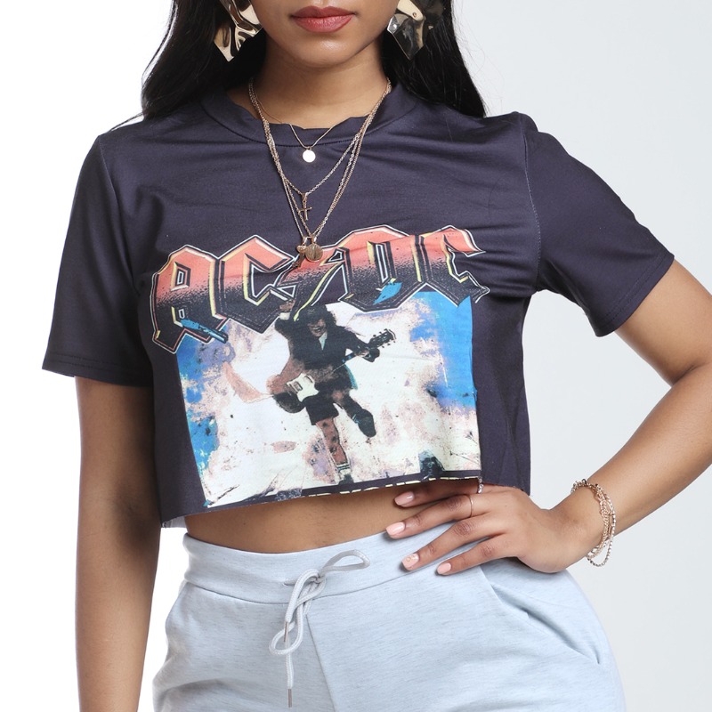 

Lovely Casual Print Carbon Black T-shirt