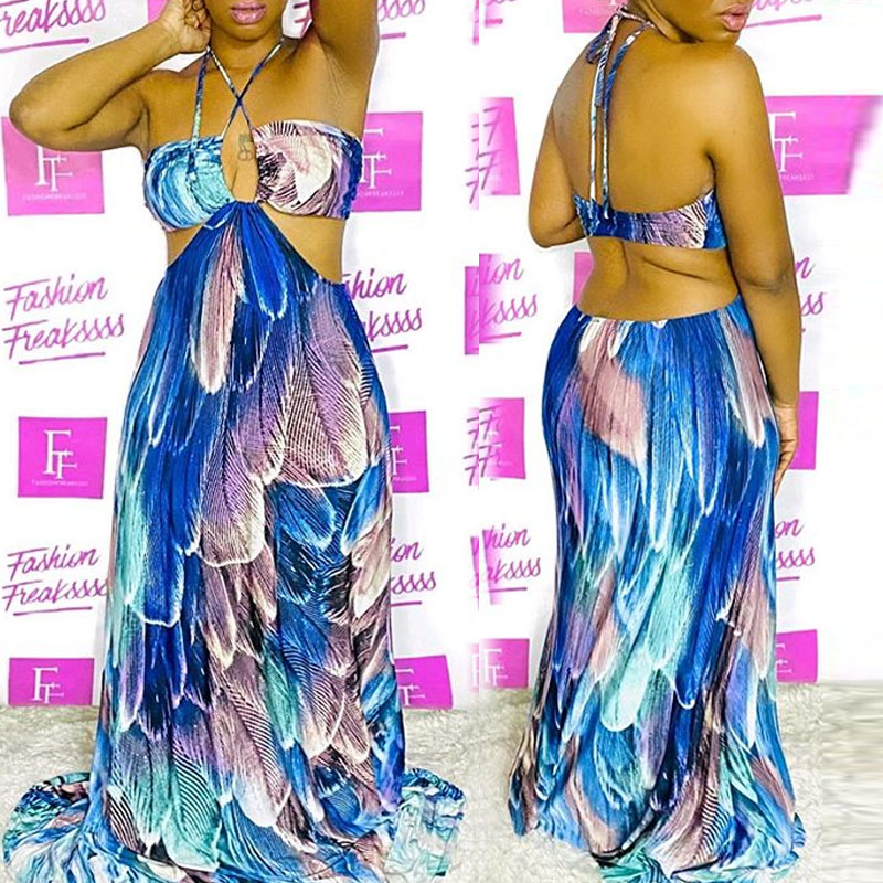 

Lovely Bohemian Print Blue Maxi Dress
