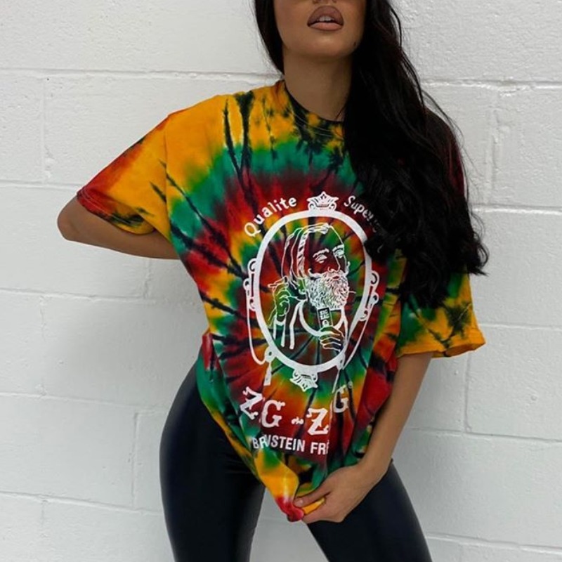 

Lovely Casual Tie-dye Multicolor T-shirt, Multi