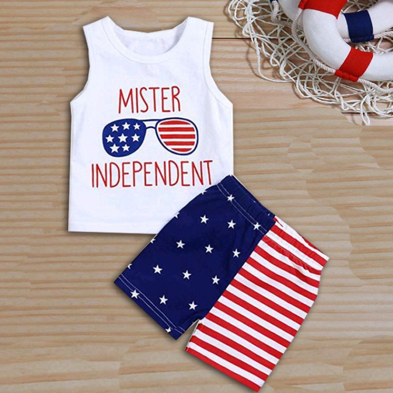 

Lovely Casual Print White Boy Two-piece Shorts Set