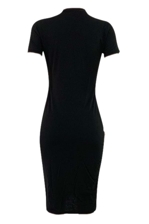 LW Plus Size Casual Hollow-out Black Knee Length Dress
