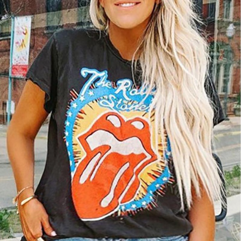 

Lovely Leisure Lip Print Black Plus Size T-shirt