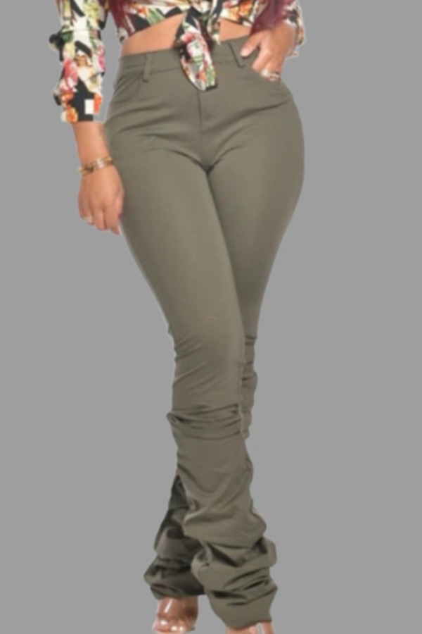 

Lovely Casual Fold Design Army Green Pants