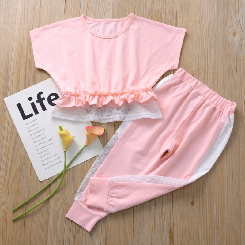 

Lovely Casual Patchwork Pink Girl Two-piece Pants Set