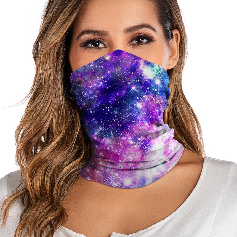 

Lovely Leisure Starry Sky Print Purple Face Scarf