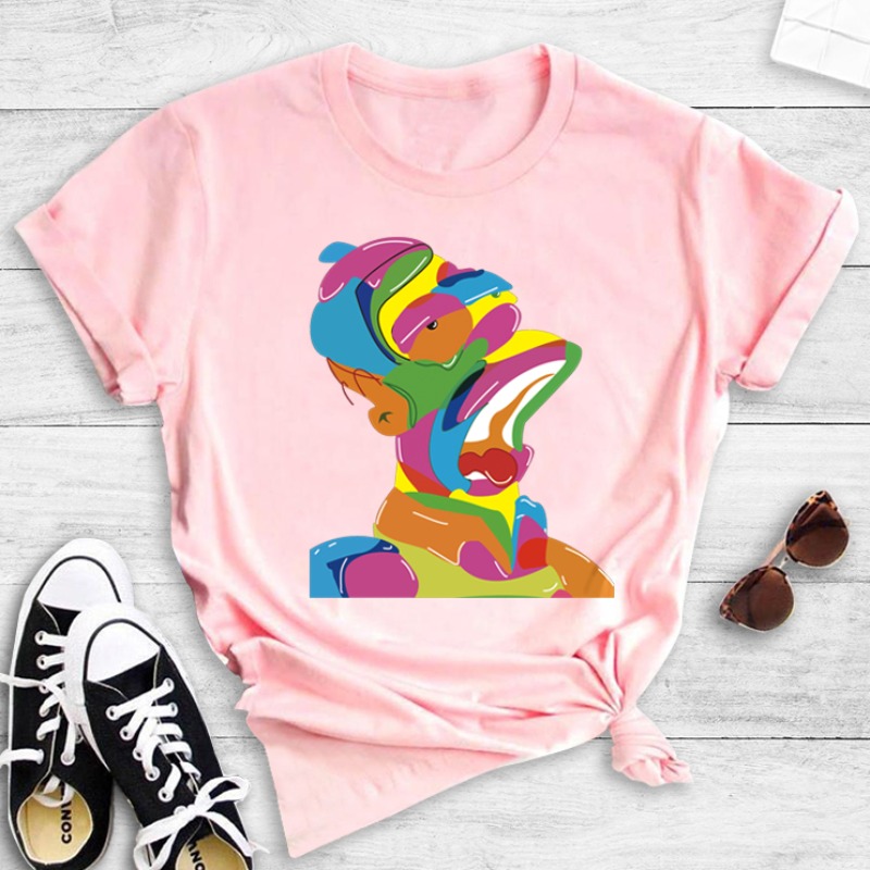 

lovely Leisure O Neck Print Pink T-shirt