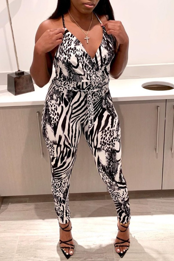 

lovely Trendy Print Black One-piece Jumpsuit