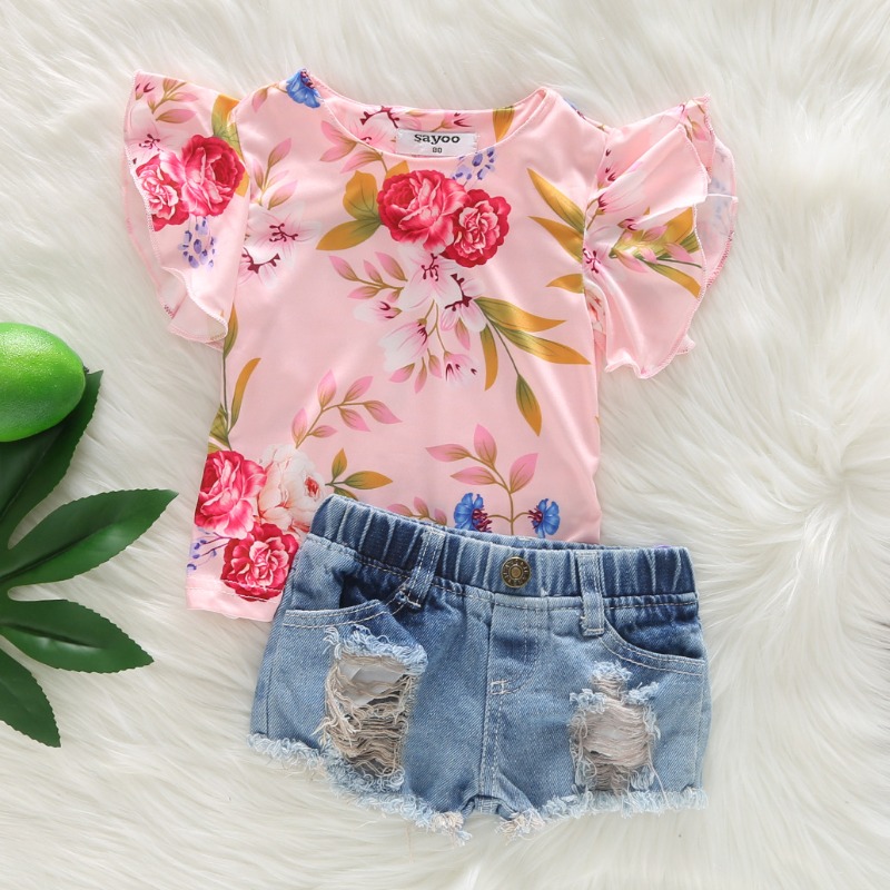 

lovely Sweet Print Pink Girl Two-piece Shorts Set