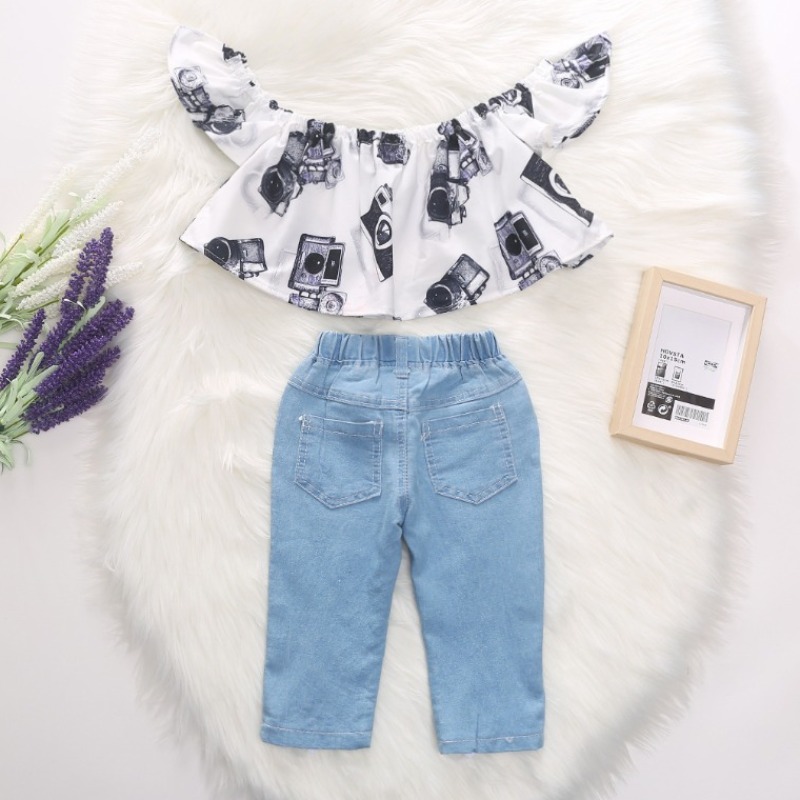 

lovely Trendy Print White Girl Two-piece Pants Set