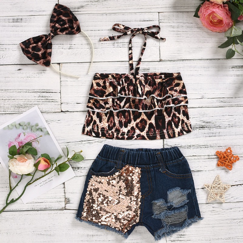 

lovely Trendy Leopard Print Girl Two-piece Shorts Set