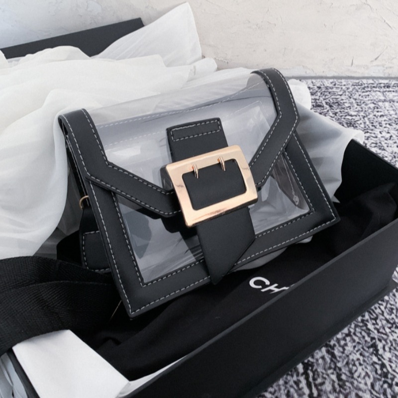 

lovely Trendy See-through Black Crossbody Bag