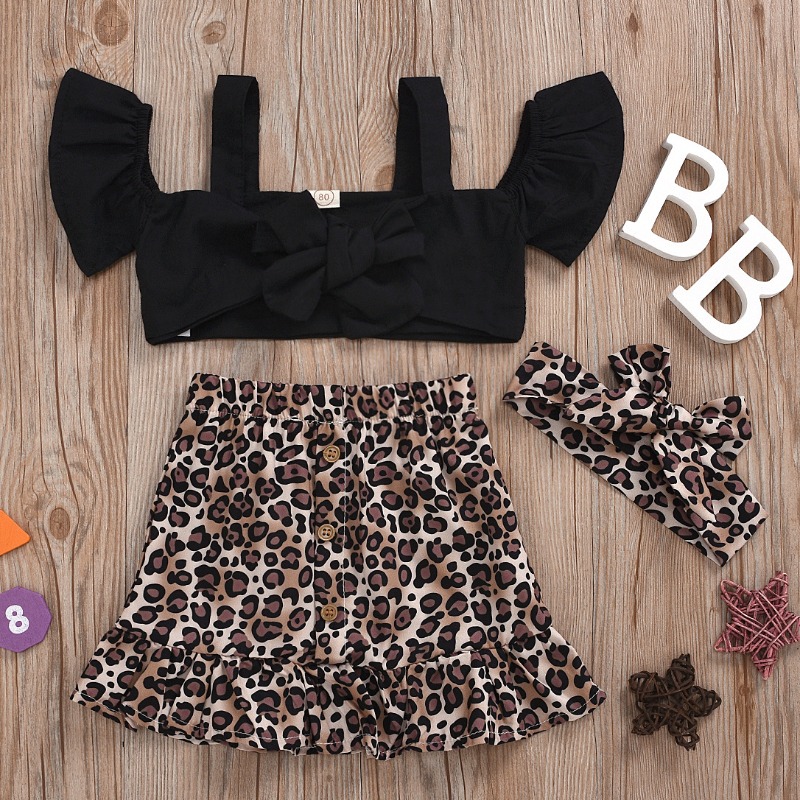 

lovely Trendy Print Hollow-out Black Girl Two-piece Skirt Set