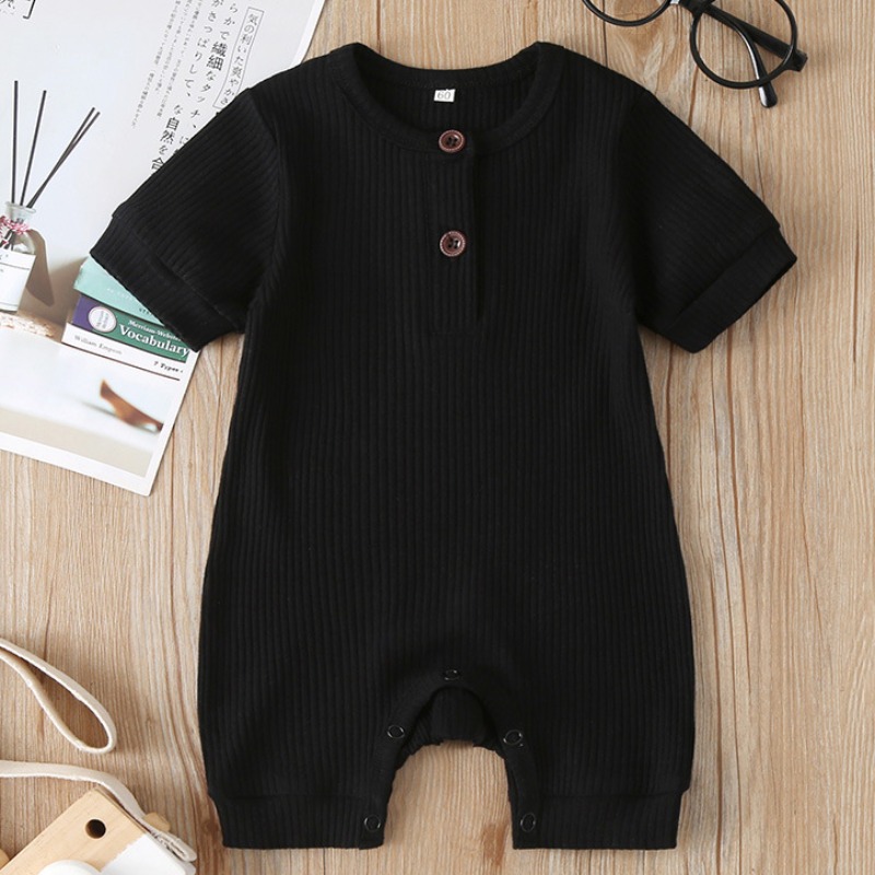 

lovely Stylish Buttons Design Black Boy One-piece Jumpsuit