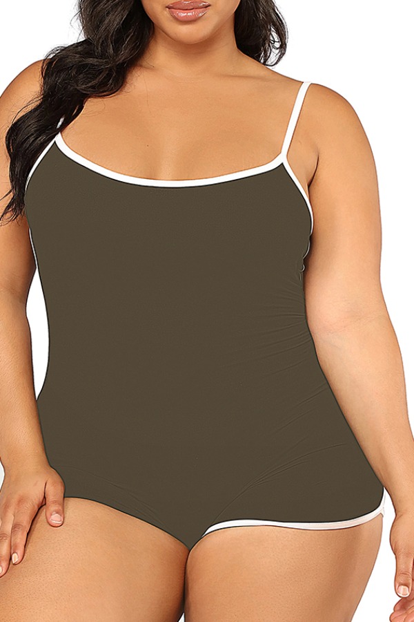 

lovely Leisure Patchwork Army Green One-piece Romper