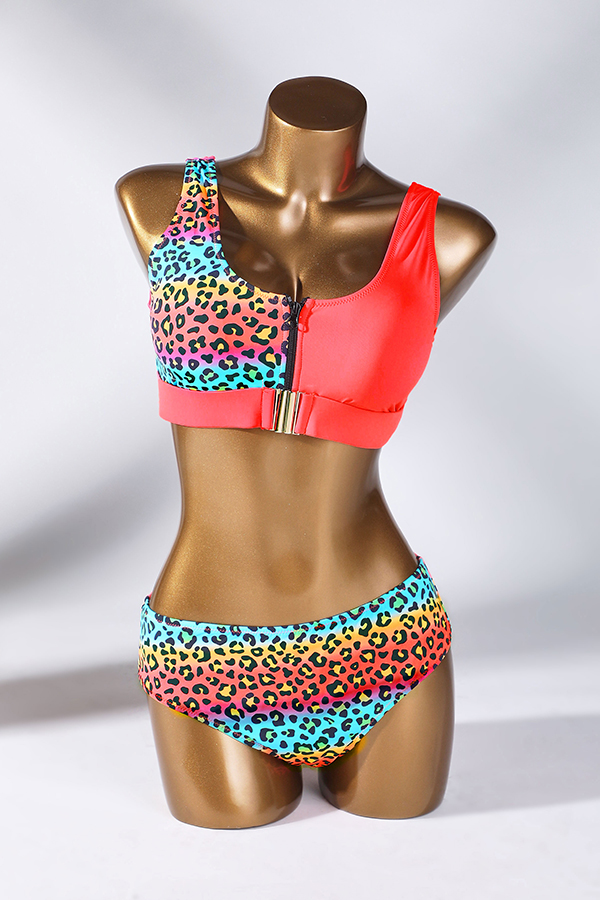 

Lovely Print Multicolor Two-piece Swimsuit, Multi