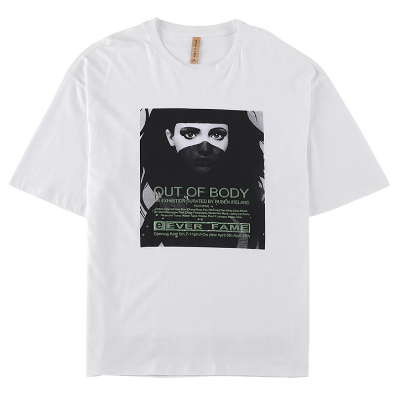 

lovely Leisure O Neck Print White T-shirt