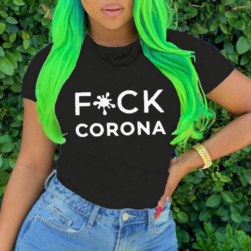 

Lovely Street O Neck Letter Print Black T-shirt